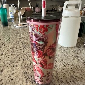 Starbucks Pink and Red Fox Tumbler